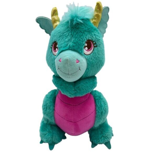 Hallmark Misty The Dragon Plush Stuffed Animal Green Pink Yellow Horns 11 inches - Picture 1 of 12